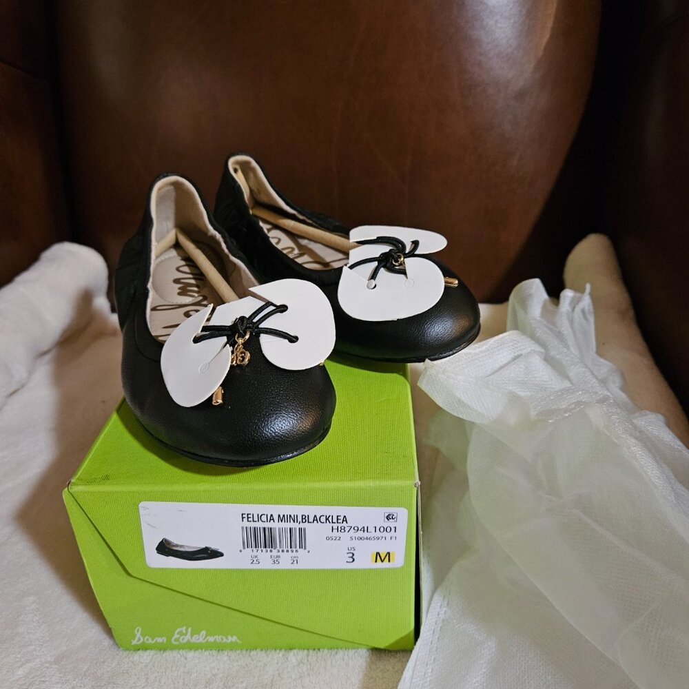 Girls Sam Edelman Felice black leather flats - Picture 4 of 8